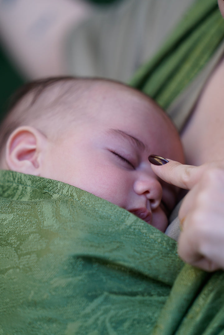 Écharpe de portage anneaux Rose verte